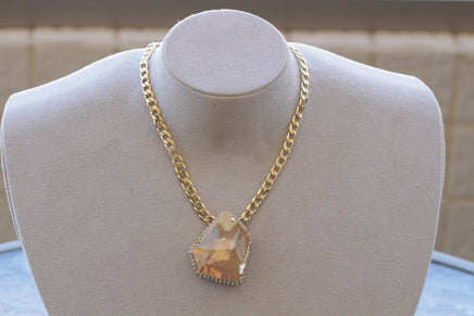 Champagne Necklace, Statement ,  Mother Of Brides Groom, Bridal Rose Gold Topaz Necklace, Rhinestone Necklace, Champagne earrings