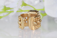 EMERALD CRYSTAL RING, Art Deco Ring, Rebeka Ring For Woman, One Stone Ring, Green Gold Plated Ring, Chunky Ring,Balls Unique Evening Ring
