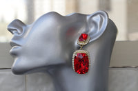 RED CHANDELIER EARRINGS, Red jewelry, Ruby Red wedding, Big Prom jewelry, Bright Red Cluster Earrings, Red Coral Earrings, Rebeka earring