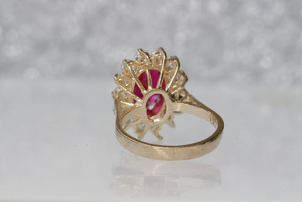 RUBY ENGAGEMENT RING, Cubic Zirconia Classic Promise Ring, July Birthstone Anniversary Ring, Red Stone Alternative Ring, Lady Diana Style