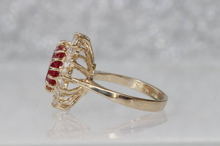 RUBY ENGAGEMENT RING, Cubic Zirconia Classic Promise Ring, July Birthstone Anniversary Ring, Red Stone Alternative Ring, Lady Diana Style