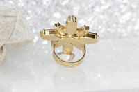AMETHYST RING, Flower Ring, Rebeka Ring, Multistone Stone Ring, Gold Amethyst Ring, Large Cocktail Ring, Champagne Ring, Gift For Woman