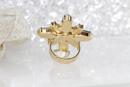 AMETHYST RING, Flower Ring, Rebeka Ring, Multistone Stone Ring, Gold Amethyst Ring, Large Cocktail Ring, Champagne Ring, Gift For Woman