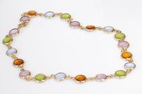 COLORFUL NECKLACE, Crystal Necklace, Chanel Style Jewelry, Long Boho Necklace, Green Yellow Brown Pink Necklace, Best Friend Gift, Christmas