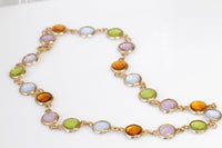 COLORFUL NECKLACE, Crystal Necklace, Chanel Style Jewelry, Long Boho Necklace, Green Yellow Brown Pink Necklace, Best Friend Gift, Christmas