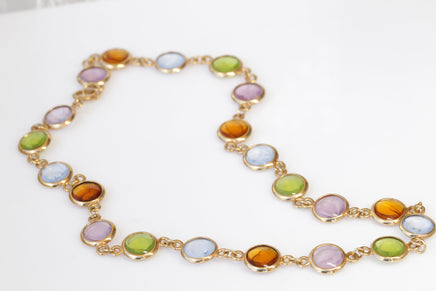COLORFUL NECKLACE, Crystal Necklace, Chanel Style Jewelry, Long Boho Necklace, Green Yellow Brown Pink Necklace, Best Friend Gift, Christmas