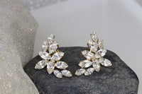 BRIDAL EARRINGS, Sparkly Earrings, Cluster Studs, Clear Crystal Rebeka Earrings, Wedding Earrings For Bride, Rhinestone Rose Gold Earring