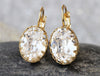 CRYSTAL Earrings, Rebeka Bridal Earrings, Wedding Leverback Earrings, Simple Gold Filled Earrings, Clear Crystal Earrings, Gift For Her