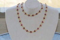 PURPLE GOLD NECKLACE, Rebeka Necklace, Amethyst  Necklace, Double layer Necklace, Womens Gift, Birthstone Necklace, Channel Inspired, Her