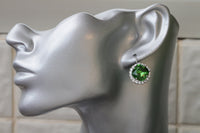 OLIVE GREEN EARRINGS, Rebeka Bridal Earrings, Emerald Jewelry, Drop Dangle Earrings, Silver Emerald Earrings, Square Bridesmaid Earrings