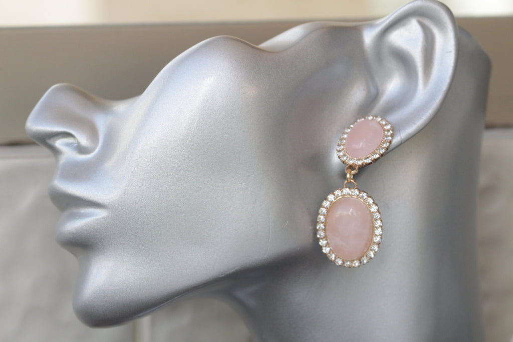 Beautiful Light Pink Rose Quartz Earrings | Rebekajewelry