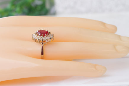 RUBY ENGAGEMENT RING, Cubic Zirconia Classic Promise Ring, July Birthstone Anniversary Ring, Red Stone Alternative Ring, Lady Diana Style