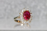 RUBY ENGAGEMENT RING, Cubic Zirconia Classic Promise Ring, July Birthstone Anniversary Ring, Red Stone Alternative Ring, Lady Diana Style