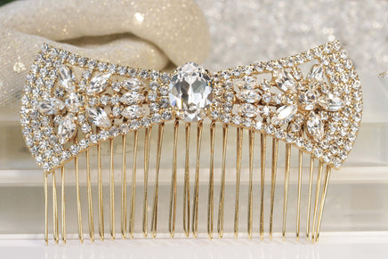 Rebeka Hair Comb, Bow Hair Comb, Wedding Hair Comb, Statement Crystals Hair Comb,Rhinestone Hair Comb, Jewelry For Hair, Bridal Hairpiece