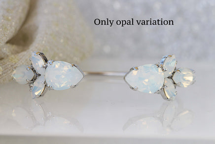 Opal crystal Bracelet, bridesmaid jewelry gifts, Rebeka Bracelet, Bride white opal Bracelet, Bridal jewelry,Wedding Cuff Bracelet Earring