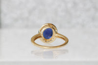 SAPPHIRE RING, oval engagement ring, Blue Stone Ring, Art Deco Ring, Women's Minimalist Ring, Lady D Style, Vintage Ring, Halo Cluster Ring