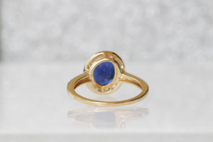 SAPPHIRE RING, oval engagement ring, Blue Stone Ring, Art Deco Ring, Women's Minimalist Ring, Lady D Style, Vintage Ring, Halo Cluster Ring