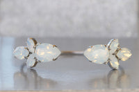 Opal crystal Bracelet, bridesmaid jewelry gifts, Rebeka Bracelet, Bride white opal Bracelet, Bridal jewelry,Wedding Cuff Bracelet Earring