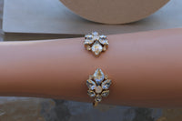 DUSTY BLUE BRACELET, Vintage Powder Blue Bracelet, Old Blue Rebeka,Opal Art Deco Bracelet,Wedding Jewelry,Gold Dusty Bridal Cuff Bracelet