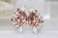 MORGANITE EARRINGS, Blush Bridal Earrings, Statement Earrings, Rebeka Earrings, Blush Opal Earrings, Large Cluster Studs, Gift For Her