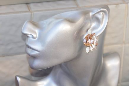MORGANITE EARRINGS, Blush Bridal Earrings, Statement Earrings, Rebeka Earrings, Blush Opal Earrings, Large Cluster Studs, Gift For Her