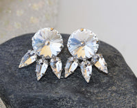 CRYSTAL BRIDAL EARRINGS, White Stud Earrings, Clear Bridal Earrings, Rebeka Earrings,Rhinestone Studs, Bridesmaid Gift Set of 4,5,6,7,8,9