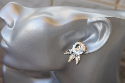 CRYSTAL BRIDAL EARRINGS, White Stud Earrings, Clear Bridal Earrings, Rebeka Earrings,Rhinestone Studs, Bridesmaid Gift Set of 4,5,6,7,8,9
