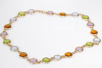 COLORFUL NECKLACE, Crystal Necklace, Chanel Style Jewelry, Long Boho Necklace, Green Yellow Brown Pink Necklace, Best Friend Gift, Christmas
