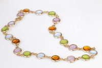 COLORFUL NECKLACE, Crystal Necklace, Chanel Style Jewelry, Long Boho Necklace, Green Yellow Brown Pink Necklace, Best Friend Gift, Christmas