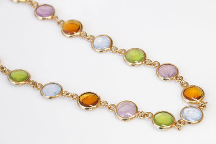 COLORFUL NECKLACE, Crystal Necklace, Chanel Style Jewelry, Long Boho Necklace, Green Yellow Brown Pink Necklace, Best Friend Gift, Christmas