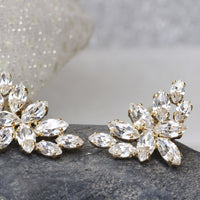 BRIDAL EARRINGS, Sparkly Earrings, Cluster Studs, Clear Crystal Rebeka Earrings, Wedding Earrings For Bride, Rhinestone Rose Gold Earring