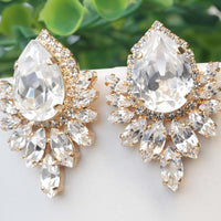 BRIDAL Earrings, Jewelry For Bride Gifts, Bridal Crystal Earrings, Rebeka Wedding Jewelry,Large Cluster Earrings,Big Statement Party Wear
