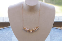 BRIDAL CHAMPAGNE NECKLACE,Wedding Necklace, Wedding Rose Gold Necklace,Rhinestone Rebeka jewelry, Bridal Statement Necklace, Gift For Her