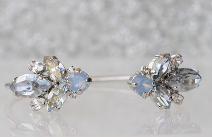 DUSTY BLUE BRACELET, Vintage Crystal Cuff ,Bridal Ice Blue Rebeka Bracelet ,Wedding Powder Blue Bracelet ,Bridesmaids Open Bracelet Gift