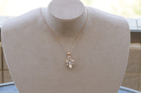 Bridal Necklace, Bridesmaids Pendant, White Crystal Rebeka Necklace,  Clear Crystal Cluster Necklace, Bridal Rose Gold Dainty Necklace