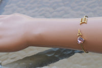 PURPLE HEART BRACELET, Arrow Bracelet,Anniversary Gift , Rebeka Heart Bangle , Light Amethyst Bracelet, Bridal Bracelet, Valentine's Day