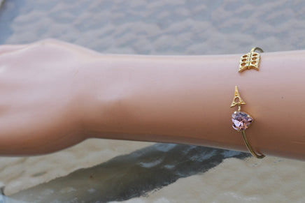 PURPLE HEART BRACELET, Arrow Bracelet,Anniversary Gift , Rebeka Heart Bangle , Light Amethyst Bracelet, Bridal Bracelet, Valentine's Day