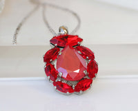 RED NECKLACE, Ruby Red Necklace, Rebeka Pendant, Mother's Necklace, Anniversary Necklace, Evening Red Coral Necklace, Goddess Necklace