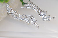 Crystal EAR CLIMBER EARRINGS, Bridal Climbing Earrings, Clear Statement Ear Crawler, Bridal Ear climber, Statement Rebeka Bride Earrings,