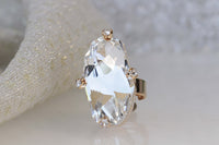 COCKTAIL RING, Art Deco Ring, Rebeka Crystal Ring, Unique Long Stone Ring, Asymmetric Ring, Rhinestone Woman's Ring, large Sparkling Ring