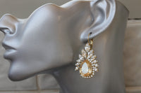 CHAMPAGNE Earrings, Bridal Champagne Statement Earrings,  Crystal Rebeka Jewelry For Bride, Wedding Dangle Earrings, Cluster Drop Earring