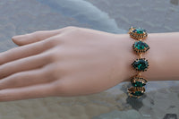 Emerald Jewelry Set, baroque jewelry set, Bridesmaid Gift , Dark Green Rebeka Wedding Set, Earrings Bracelet Set, Black Green Chandeliers
