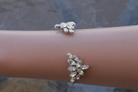 BRIDAL CRYSTAL BRACELET, Sparkly Cuff Bracelet, Cluster Bracelet, Clear Crystal Rebeka Bracelet, Wedding Jewelry For Bride, Wedding Gift