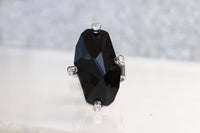 GRAY RING, Art Deco Ring, Rebeka Women's Ring, Unique Long Stone Ring, Asymmetric Ring, Black Diamond Ring, Custom Ring, Statement Ring