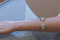 DUSTY BLUE BRACELET, Vintage Powder Blue Bracelet, Old Blue Rebeka,Opal Art Deco Bracelet,Wedding Jewelry,Gold Dusty Bridal Cuff Bracelet