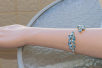 LIGHT BLUE BRACELET, Rebeka Dainty Bracelet, Leaf Bracelet, March Birthstone Bracelet, Something Blue Bridal,Aquamarine Crystal Bracelet