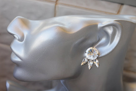 CRYSTAL BRIDAL EARRINGS, White Stud Earrings, Clear Bridal Earrings, Rebeka Earrings,Rhinestone Studs, Bridesmaid Gift Set of 4,5,6,7,8,9