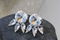 CRYSTAL BRIDAL EARRINGS, White Stud Earrings, Clear Bridal Earrings, Rebeka Earrings,Rhinestone Studs, Bridesmaid Gift Set of 4,5,6,7,8,9
