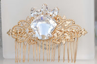 CRYSTAL HAIR Comb, Bridal Hair Comb, Rhinestone Hair Comb, Statement Rebeka, Wedding Hair Accessories, Shell Combs,Rose Gold Hair Jewelry