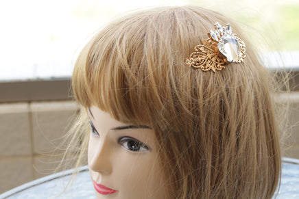 CRYSTAL HAIR Comb, Bridal Hair Comb, Rhinestone Hair Comb, Statement Rebeka, Wedding Hair Accessories, Shell Combs,Rose Gold Hair Jewelry